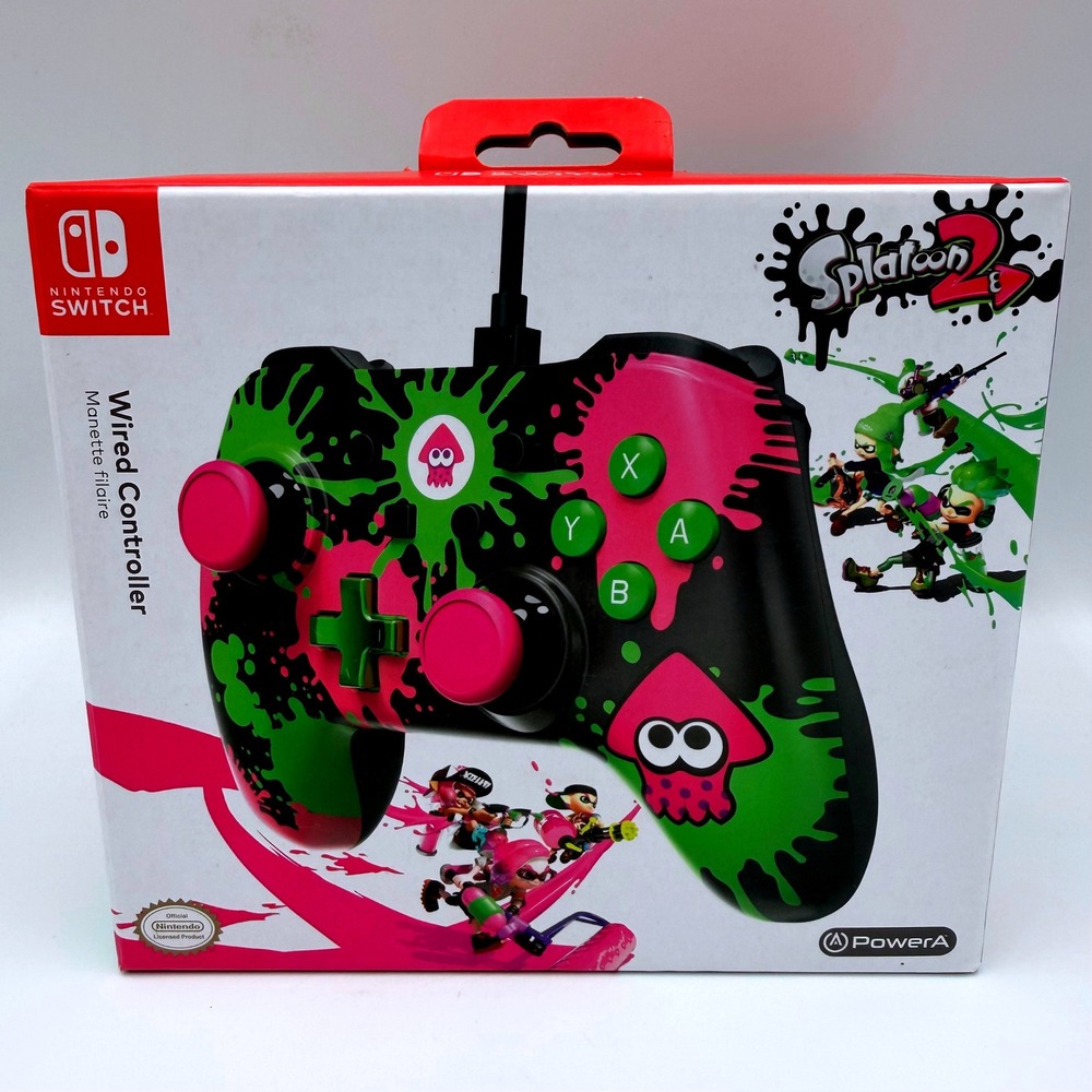 PowerA Nintendo Switch Wired Controller Splatoon 2 Edition Neon Pink Green New